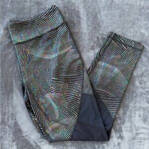 Fila Black Workout Leggings with Iridescent Multicolor Wave Print